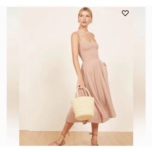 Reformation Womens Mary Midi Dress Small Sleeveless pink Pockets Plush Pink